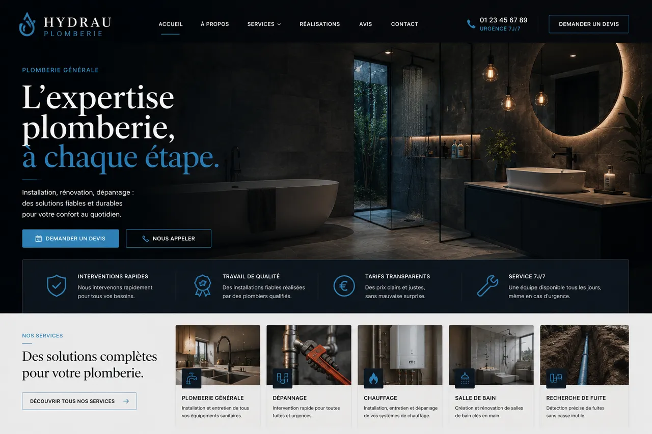 Demo de site web pour une entreprise de plomberie.
